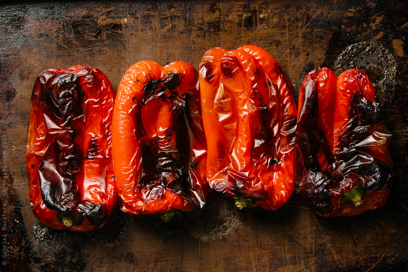 Roasted peppers out of oven